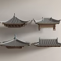Traditional Chinese Architecture Roof Models With Curved Eaves And Ornate Details