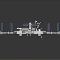 Cartoon Scene of International Space Station with Solar Panels and Robotic Arms