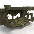 Ancient Moss Covered Stone Ruins With Scattered Blocks And Eroded Structure 3d model