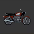 Vintage Style Red And Silver Motorcycle With Black Seat Round Headlight And Spoked Wheels