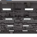 Industrial Ceiling Design With Exposed Pipes And Recessed Lights Layout 3d model