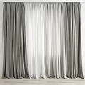 Gray and White Double Layer Curtains With Flowy Fabric For Modern Minimalist Interior Home Decor