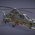 Military Attack Helicopter With Rotor Blades Weapon Systems And Gray Background