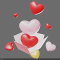 Open Box With Floating Red Pink Yellow And Gold Hearts