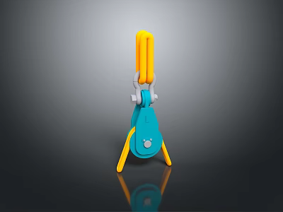 Blue And Yellow Mechanical Tool With Three Yellow Legs And Top Part 3d model