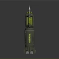 Futuristic Caustic Rocket Launcher With Green Glowing Panels Metallic Body And Yellow Accents