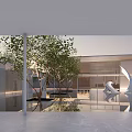 Modern Garden Landscape With Pool Reflections White Pergola Trees And Gray Walls