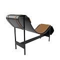 Modern Leather Lounge Chair With Brown Upholstery And Black Metal Frame Design