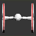 White Spacecraft Model With Red Striped Circular Structures For Cosmic Exploration