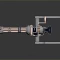 Mechanical Weapon with Copper Pipes and Metal Components on Bracket Base Design 3d model