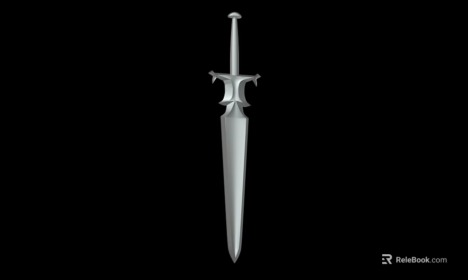 Classic Silver Medieval Sword With Ornate Hilt And Sharp Metal Blade 3d model 