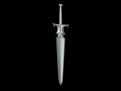 Classic Silver Medieval Sword With Ornate Hilt And Sharp Metal Blade 3d model