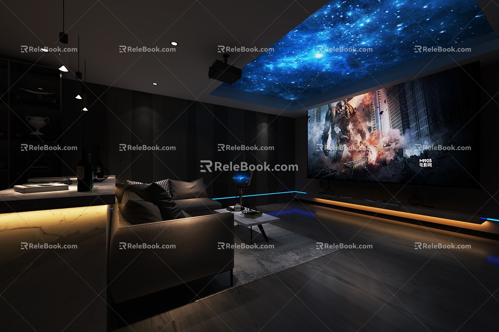 Modern Star Bar Video Room 3d model