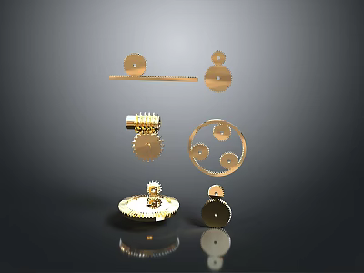 Gold Modern Lighting Combinations With Geometric Circular Gear Shaped And Strip Fixtures 3d model