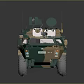 Military Weapon Mounted Armored Vehicle Featuring Camouflage Paint Six Wheel Antenna And Windows