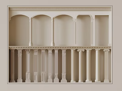 Elegant Classical Architecture Model With Intricate Columns And Arched Design 3d model