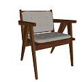 Modern Accent Chair with Wooden Frame Gray Tufted Cushion and Armrests