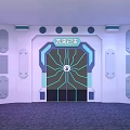 Futuristic Shopping Mall Store Entrance With Neon Lights And Geometric Design