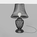 Modern Elegant Table Lamp with Wireframe Shade and Minimalist Base Structure