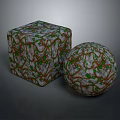 Natural Wood And Stone Textured Cube And Sphere With Detailed Surface Patterns