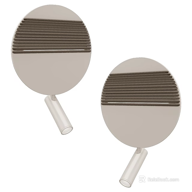 Two Stylish Modern Round Wall Lamps With Striped Shade And Metal Base For Home Lighting 3d model 