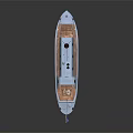 Gray Warship Model With Red Bottom Brass Chimney Wooden Deck And Bow Flag