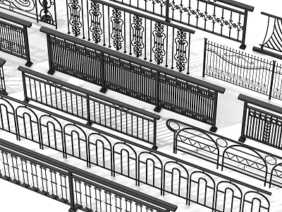 Various Decorative Metal Fence Designs With Ornate Patterns And Unique Styles 3d model