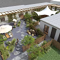 Modern Courtyard Garden Landscape Design With Natural Stepping Stone Path And Comfortable Outdoor Leisure Areas