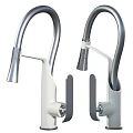 Two Modern Gooseneck Faucets With Stainless Steel And White Finish Design