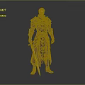 Man In Dark Medieval Armor Holding Sword With Intricate Shoulder Plates And Cape