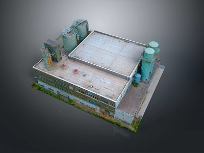 Industrial Factory Landscape Featuring Flat Roof Silos And Equipment Structures Exterior 3d model