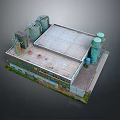 Industrial Factory Landscape Featuring Flat Roof Silos And Equipment Structures Exterior