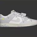 Stylish White And Gray Casual Lifestyle Sneakers With Laces Green Accent Tag And Reflective Sole