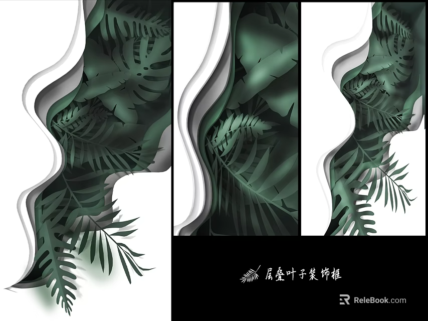 High end Leaf Pattern Set With Artistic Decorative Design Elements 3d model 