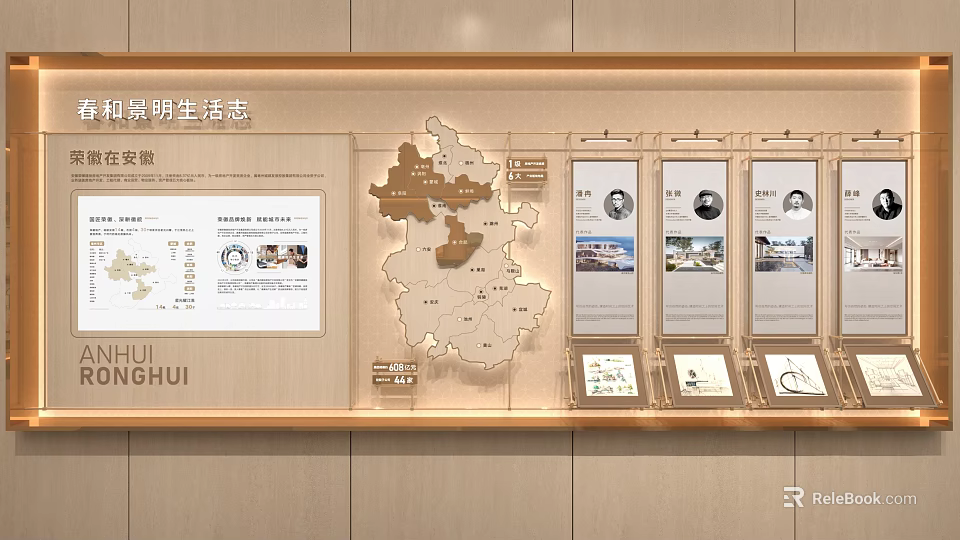 Sales Office Development Map Display With Location Team Portraits And Project Information 3d model 