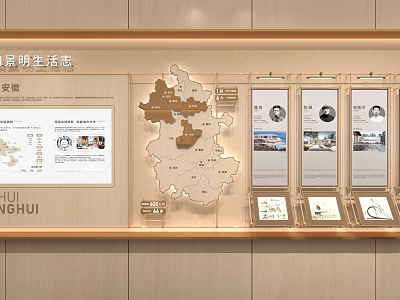 Sales Office Development Map Display With Location Team Portraits And Project Information 3d model