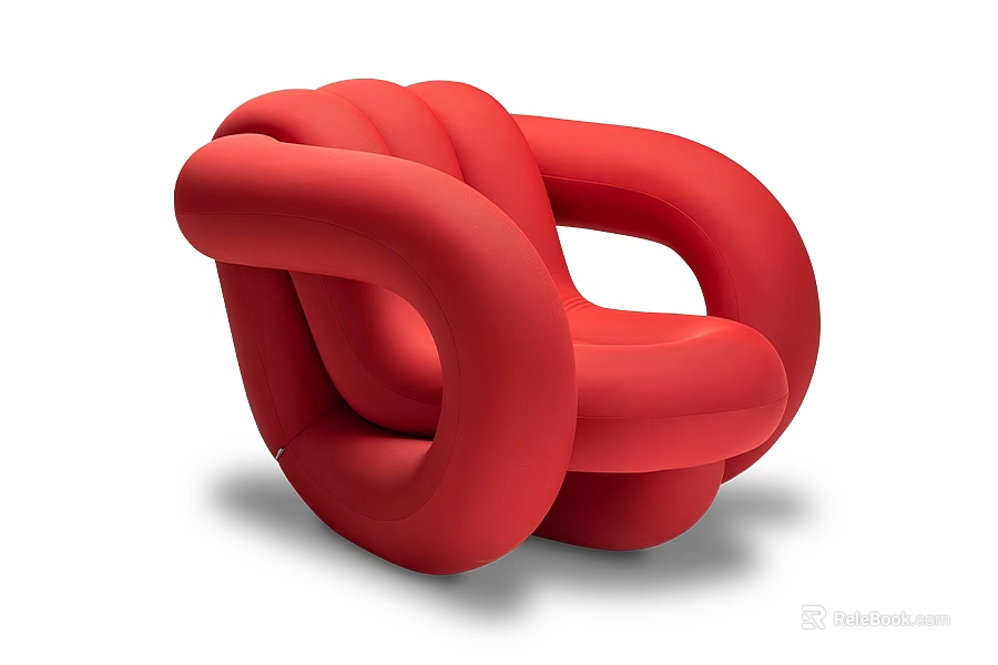Unique Modern Sculptural Red Leisure Chair With Curved Intertwined Tubular Design 3d model 