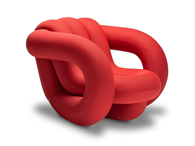 Unique Modern Sculptural Red Leisure Chair With Curved Intertwined Tubular Design 3d model