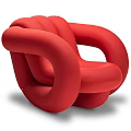 Unique Modern Sculptural Red Leisure Chair With Curved Intertwined Tubular Design