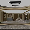 Modern Lounge Area Interior With Bookshelves Wine Cabinet Dining Table And Comfortable Seats