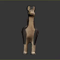 Handcrafted Llama Sculpture Carving With Brown Beige Body And Red Decorative Accent