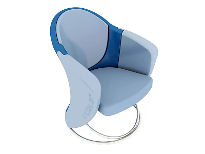 Modern Single Sofa With Light Blue And Dark Blue Upholstery And Metal Spring Base 3d model