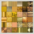 Assorted Gold Copper Metal Wall Hangings With Square Round Textured Patterns 3d model