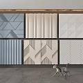 Modern Wall Panels with Various Textured Designs Geometric Patterns and Striped Styles in Interior 3d model