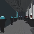 Modern Art Gallery Interior With Geometric Walls Display Cases And Sculpture