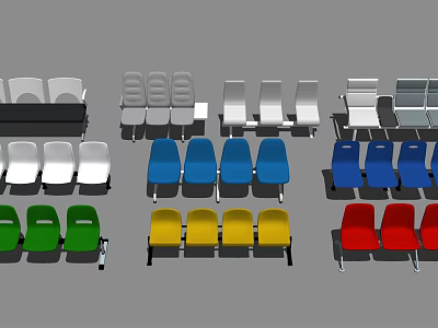 Colorful Public Chairs With Various Designs And Multiple Color Options For Seating 3d model