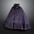 Elegant Purple Cape With Ruffled Collar And Delicate Lace Trim Design