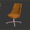 Orange Upholstered Chair Featuring Button Tufted Back And Chrome Swivel Base