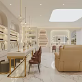 Stylish Modern Hair And Beauty Salon Interior With Pink Chairs Marble Countertops And Product Shelves