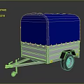 Aluminum Cargo Trailer With Blue Cover And Wheel Hitch For Transport